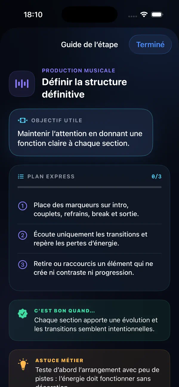 Mini-tutoriel dans FinishPilot